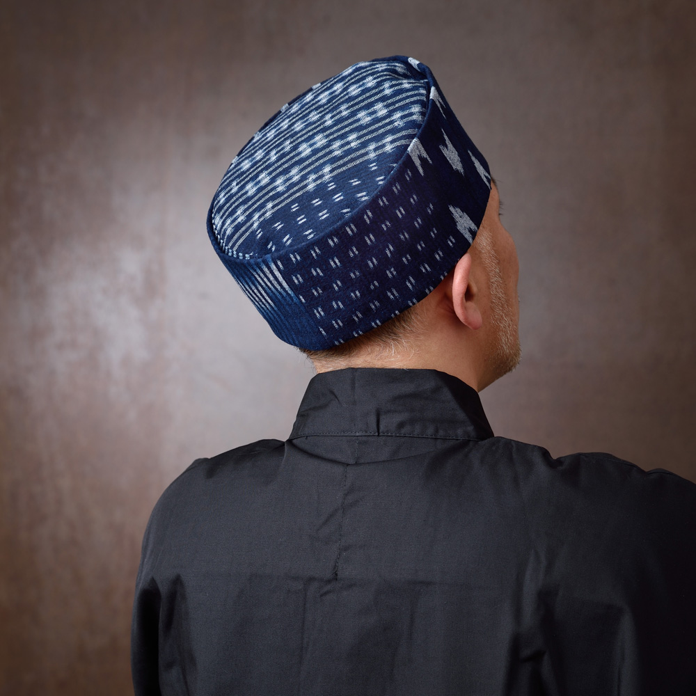 備後絣藍染「6種の絣　変り織」利休帽
